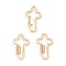 Brass Screw Carabiner Lock Charms, for Necklaces Making, Quick Links, Cross, Real 18K Gold Plated, 25x15.5x1.5mm, Screw: 7.5x4x4.5mm