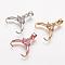 Rack Plating Brass Ice Pick and Pinch Bails, Long-Lasting Plated, with Rhinestone, Mixed Color, 17~18x12~13x5mm, Hole: 4x4.5mm, Pin: 1mm
