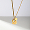 Heart & Key & Lock 201 Stainless Steel Pendant Necklaces, Rhinestone & Ball Chain Necklace for Women, Real 18K Gold Plated, 18-1/8 inch(46cm)