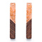 Transparent Resin & Walnut Wood Big Pendants, with Gold Foil, Rectangle Charm, Light Salmon, 51.5x7.5x3mm, Hole: 1.8mm