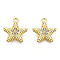 Rack Plating Alloy Pendants, with Crystal Rhinestone, Cadmium Free & Nickel Free & Lead Free, Pentacle, Light Gold, 15.5x13.5x2mm, Hole: 1.4mm