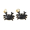 Brass Enamel Pendants, with Jump Ring, Lead Free & Cadmium Free, Long-Lasting Plated, Rack Plating, Crab Charm, Real 18K Gold Plated, Black, 17x14x5.5mm, Hole: 3mm