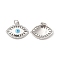 Brass Micro Pave Cubic Zirconia Pendants, Cadmium Free & Nickel Free & Lead Free, with Enamel Evil Eye & Jump Ring, Eye Charms, White, 16x21x3mm, Hole: 3.3mm
