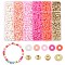 DIY Disc Polymer Clay & CCB Plastic Beads Jewelry Making Findings Kits, Mixed Shapes, Pink, 6~8x6~8x0.5~3mm, Hole: 1.4~2mm