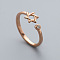 Fashionable Brass Micro Pave Cubic Zirconia Adjustable Cuff Rings, Star of David, Rose Gold, Star of David: 8mm, Inner Diameter: 16~19mm