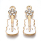 Alloy Pendants, Cadmium Free & Lead Free, with Enamel and Rhinestone, violin, Light Gold, Crystal, Creamy White, 22x8.5x2.5mm, Hole: 2mm