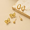3 Pairs Sweet Bowknot Brass Earring Sets, Golden, 5~12x16mm