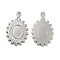 Non-Tarnish 304 Stainless Steel Pendant Cabochon Settings, Oval, Stainless Steel Color, Tray: 8.5x6mm, 23x14.5x2mm, Hole: 1.2mm