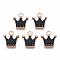 Alloy Charms, Cadmium Free & Lead Free, with Enamel, Crown, Light Gold, Black, 11.5x10.5x2mm, Hole: 1.5mm