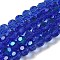 Electroplate Transparent Glass Beads Strands, Faceted, Round, Rainbow Plated, Medium Blue, 6mm, Hole: 1mm, about 98~100pcs/strand, 20.39~20.59 inch(51.8~52.3cm)