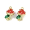 Brass Enamel Pendants, with Jump Ring, Fruits Charm, Lead Free & Cadmium Free, Long-Lasting Plated, Rack Plating, Real 18K Gold Plated, Mushroom, 19x13x11mm, Hole: 3mm