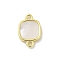 Brass Pave Shell Connector Charms, Real 18K Gold Plated, Square, 16.5x10.5x2mm, Hole: 1.6mm