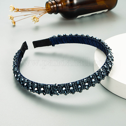 Bling bling ободок для волос из стеклянных бусин OHAR-PW0007-27N-1