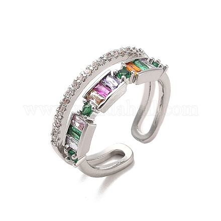 Открытые манжеты из латуни с микропаве кубический цирконий RJEW-R146-14A-P-1