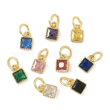 Квадратных латуни микро проложить кубического циркония подвески KK-I355-16G-1