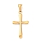 304 Stainless Steel Pendants, Cross Charms, Ion Plating(IP), Golden, 29x16x2.5mm, Hole: 5.9x3.4mm