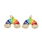 Brass Micro Pave Clear Cubic Zirconia Pendants, Rainbow Charm, with Enamel & Jump Ring, Rack Plating, Long-Lasting Plated, Lead Free & Cadmium Free, Real 18K Gold Plated, 15.5x21x3.5mm, Hole: 3mm