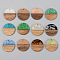 Resin & Walnut Wood Pendants, Flat Round, Mixed Color, 28x3mm, Hole: 2mm