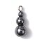 Synthetic Non-magnetic Hematite Round Beaded Pendants, Gourd Charms with Platinum Tone Iron Loops, 20.5~24x8~8.5mm, Hole: 1.5~3mm