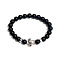 Natural Black Onyx Round Beaded Stretch Bracelet with Turtle