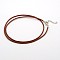 Leather Cord Necklace Making, with Brass Lobster Claw Clasps and Brass Tail Chains, Saddle Brown, 18~18.5 inch