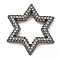 Rack Plating Brass Micro Pave Cubic Zirconia Star Linking Rings, Long-Lasting Plated, Lead Free & Cadmium Free, Gunmetal, Clear, 25x22x3mm, Inner Diameter: 14.5x13mm