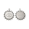 Tarnish Resistant 304 Stainless Steel Pendant Rhinestone Settings, Flower with Evil Eye, Stainless Steel Color, 21.5x19x1.5mm, Hole: 1.8mm, Fit For 0.8mm Rhinestone