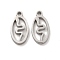 Non-Tarnish 304 Stainless Steel Charms, Laser Cut, Oval with Snake, Stainless Steel Color, 13x7x1.5mm, Hole: 1.4mm