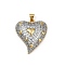 Brass Micro Pave Clear Cubic Zirconia Pendants, Heart Charms, Cadmium Free & Lead Free, Rack Plating, Long-Lasting Plated, Real 18K Gold Plated, Heart, 26.5x23.5x8mm, Hole: 4.5x3.5mm