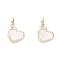 Rack Plating Brass Pendants, with Cubic Zirconia & Shell, Long-Lasting Plated, Heart Charms, Real 18K Gold Plated, 16x14x2mm, Hole: 4x2.3mm