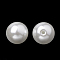 Eco-Friendly Glass Pearl Beads, High Luster, Grade A, Half Hole, Round, White, 8mm, Hole: 1.2mm