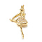 Brass Micro Pave Cubic Zirconia Pendants, Ballet Girl, Golden, 23x12x2mm, Hole: 1mm