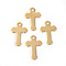 201 Stainless Steel Tiny Cross Charms, Golden, 15x10x0.5mm, Hole: 1.4mm