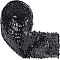 FINGERINSPIRE 5.5 Yards Sequin Trim Elastic Sequin Ribbon Flat Sequins Paillette Lace Trim 75mm Black Metallic Stretch Trim Bling Fabric Paillette Trim for Dress Headband Sewing Crafts