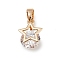 Brass Micro Pave Cubic Zirconia Pendants, Star, Long-Lasting Plated, Lead Free & Cadmium Free, Clear, 15x11x6mm, Hole: 5x3mm