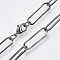 Brass Flat Oval Paperclip Chain Necklace Making, with Lobster Claw Clasps, Gunmetal, 24.4 inch(62cm), Link: 22x6x1mm