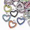 304 Stainless Steel Pendants, with Rhinestone, Heart, Stainless Steel Color, Mixed Color, 15x14x2mm, Hole: 1.5mm