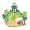 Alloy Pendants, with Enamel, Irish Festival, Clover Hat Theme, Clover, 28.5x27x1.5mm, Hole: 2mm