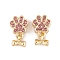 Rack Plating Alloy Rhinestone European Dangle Charms, Paw Print with Dog Bone Large Hole Pendants, Golden, Light Rose, 17.5mm, Bone: 7x8x2.5mm, Hole: 4.5mm