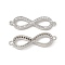 Brass Micro Pave Clear Cubic Zirconia Connector Charms, Cadmium Free & Nickel Free & Lead Free, Infinity Links, Platinum, 29x9x3mm, Hole: 1.2mm