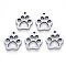 Tarnish Resistant 304 Stainless Steel Charms, Laser Cut, Dogs Paw Print, Stainless Steel Color, 14x12x1mm, Hole: 1.2mm