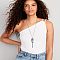 Bohemian Style Heart 201 Stainless Steel & Alloy & Glass Bead Tassel Pendant Necklaces for Women, Antique Silver, Light Grey, 23.62 inch(60cm)
