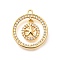 Brass Micro Pave Cubic Zirconia Pendants, Cadmium Free & Nickel Free & Lead Free, Real 18K Gold Plated, Ring Charms, Starfish, 21x18x3mm, Hole: 1.5mm