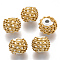 Handmade Indonesia Beads, with Aluminium Chains, Round, Silver, Light Yellow, 16.5~18x14~15mm, Hole: 3~3.5mm