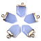 Faceted Glass Pendants, with Light Gold Tone Brass Loops, Arrow, Cornflower Blue, 19x10.5x4.5mm, Hole: 1.8mm