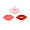 Alloy Enamel Pendants, Lip Charm, Golden, Mixed Color, 13x18.5x3mm, Hole: 2mm