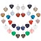 30Pcs 15 Colors Gemstone Pendants, with Platinum Tone Brass Findings, Heart, 20~22x20~21x5~8mm, Hole: 2x7mm