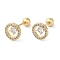 Ring Brass Micro Pave Clear Cubic Zirconia Cartilage Earrings, Golden, 8.1x8.1mm