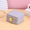 Imitation Leather Jewelry Boxes, with Velvet and Mirror Inside, for Rings, Necklaces, Earrings, Rings Storage, Square, Silver, 10x10x5.8cm