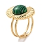 Ion Plating(IP) 304 Stainless Steel Ring, Adjustable Synthesize Malachite Rings, Oval, 17x22mm, Inner Diameter: Adjustable